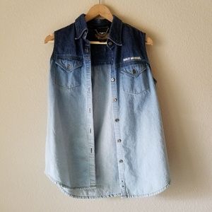 Harley Davidson Ombre Chambray Vest Medium